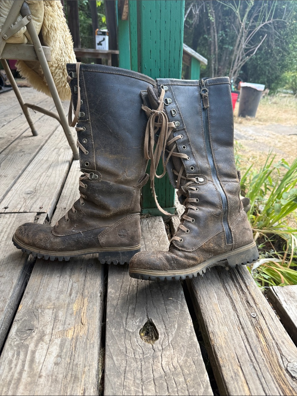 Brown leather timberland boot